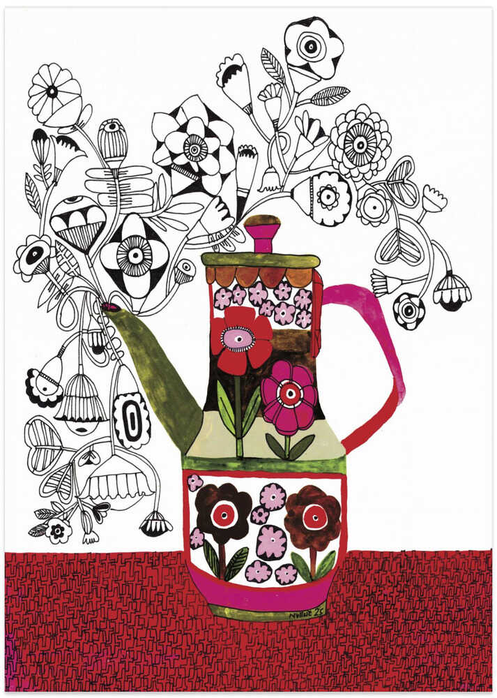 Pour Me a Cup of Flowers - Art Print by Sharon Nullmeyer