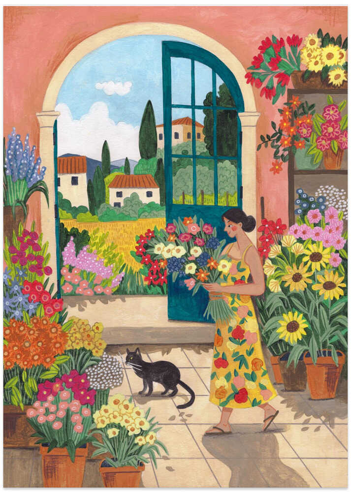 Idyllic Tuscan Flower Shop - Art Print by Caroline Bonne Müller