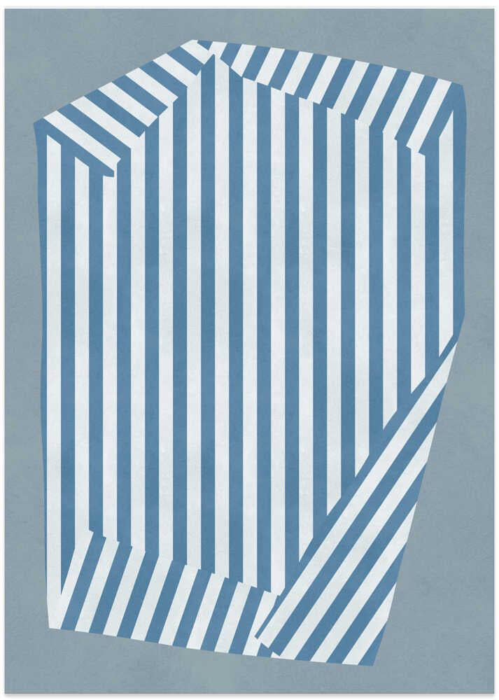 Blue Striped Illusion - Art Print by Vitor Costa