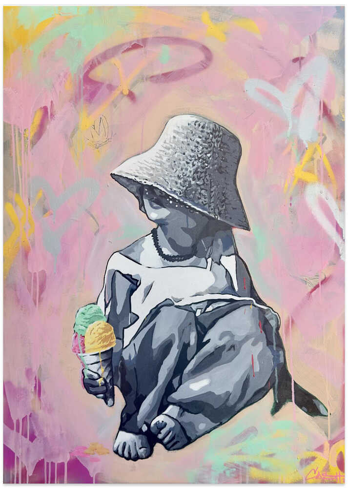 Child's Summer Ice Cream - Art Print by Suzan Habib