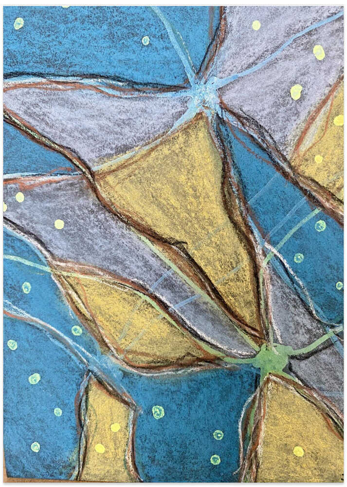 Organic Blue Gold Abstract - Art Print by Berit Pihl