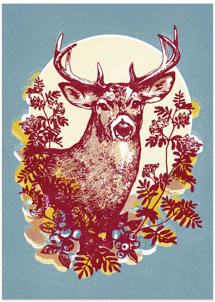 Elegant Forest Stag - Art Print by Katariina Kosunen