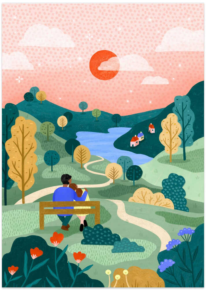Couple's Peaceful Horizon - Art Print by Bea Müller