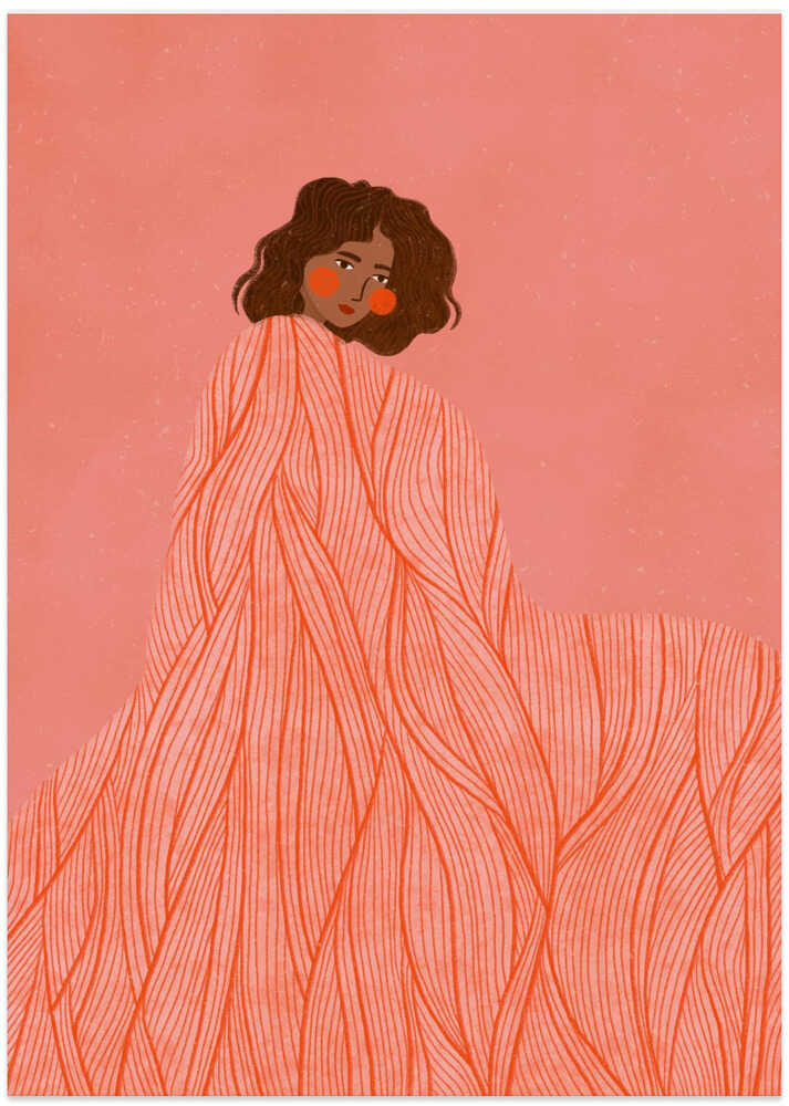 Coral Woman Dreaming - Art Print by Bea Müller