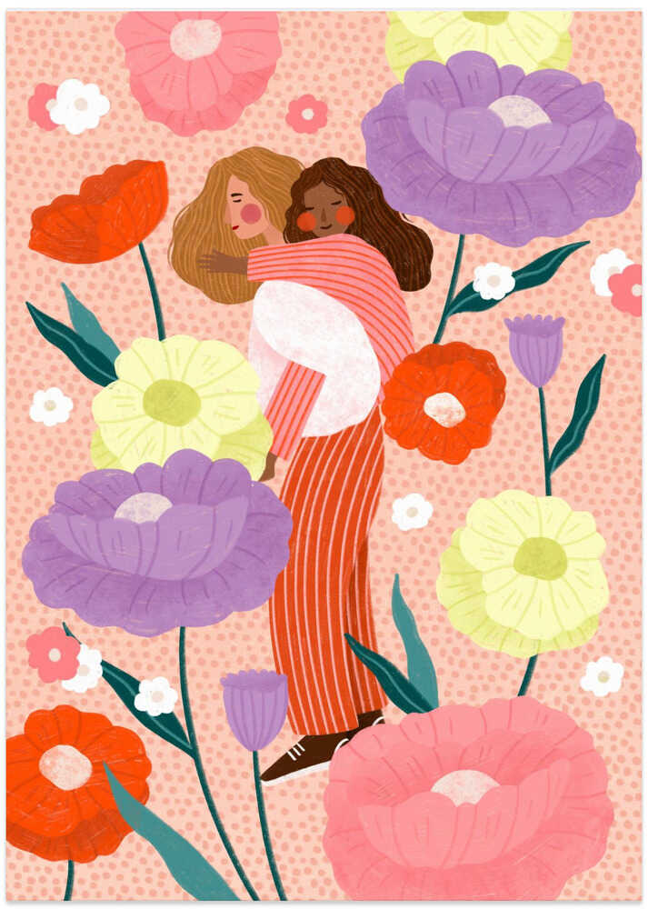 Joyful Floral Embrace - Art Print by Bea Müller