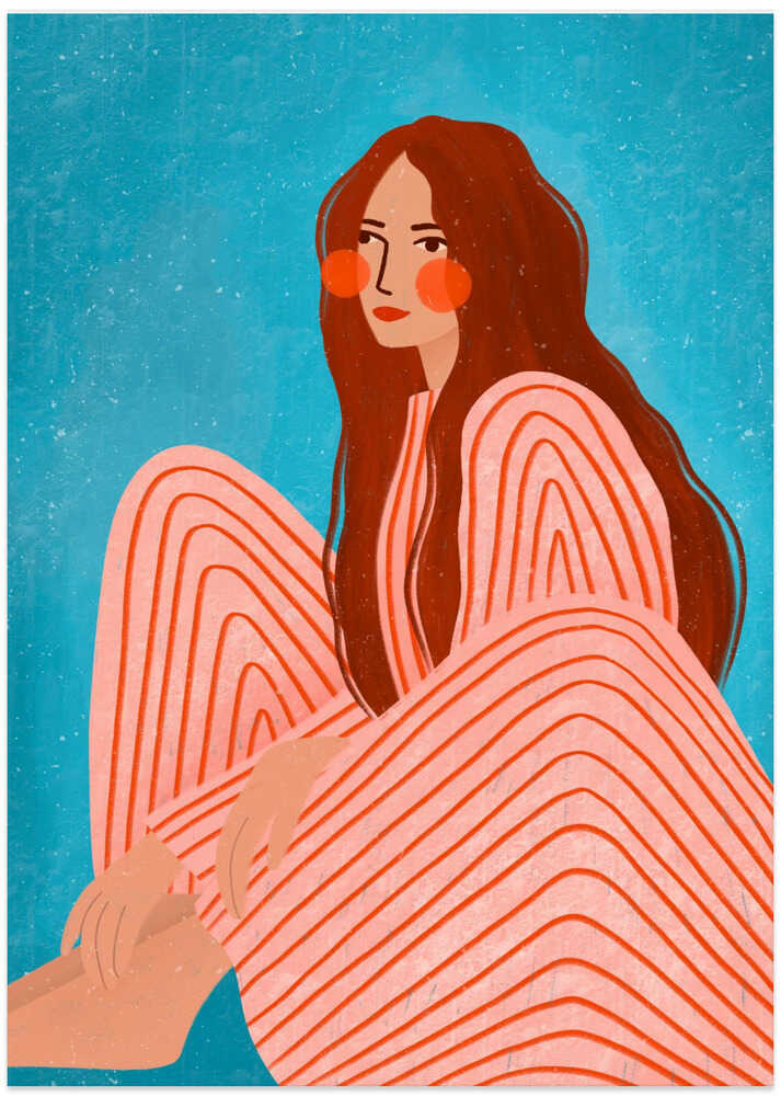 Serene Striped Woman - Art Print by Bea Müller
