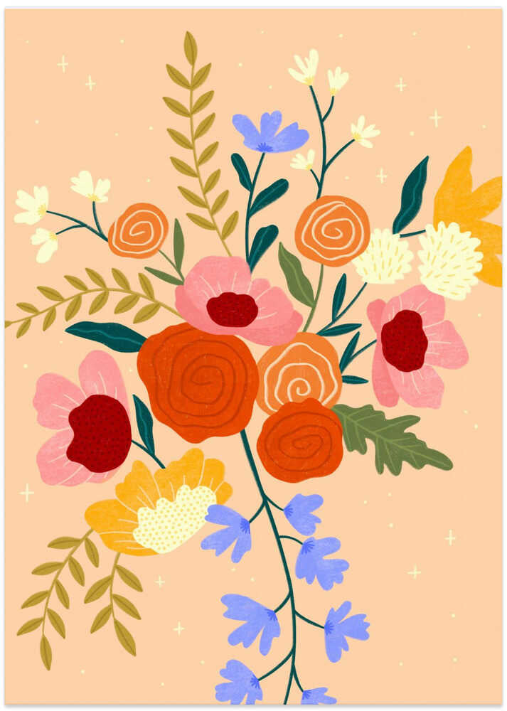 Colorful Floral Bouquet - Art Print by Bea Müller