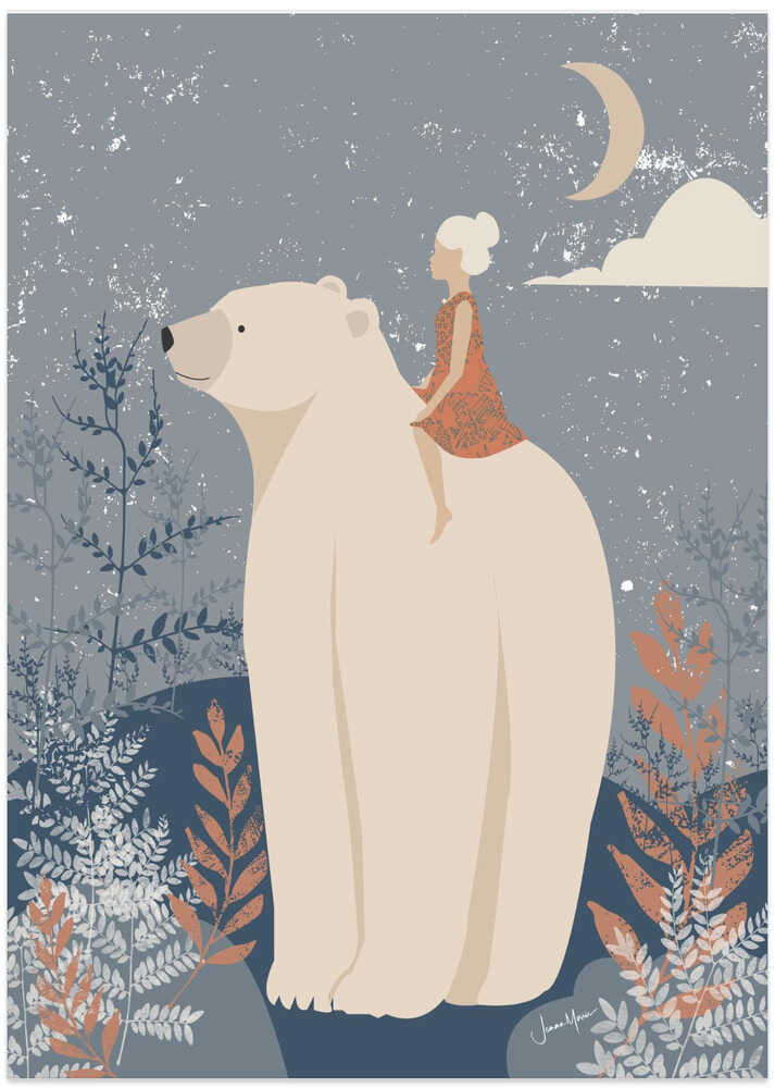 Dreamy Polar Bear Ride - Art Print by Jemma Morris