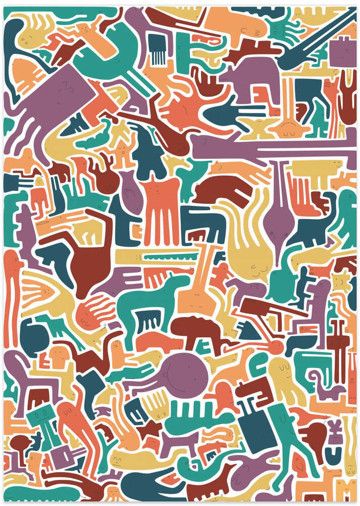 Lively Abstract Figures - Art Print by Matthew Griffiths