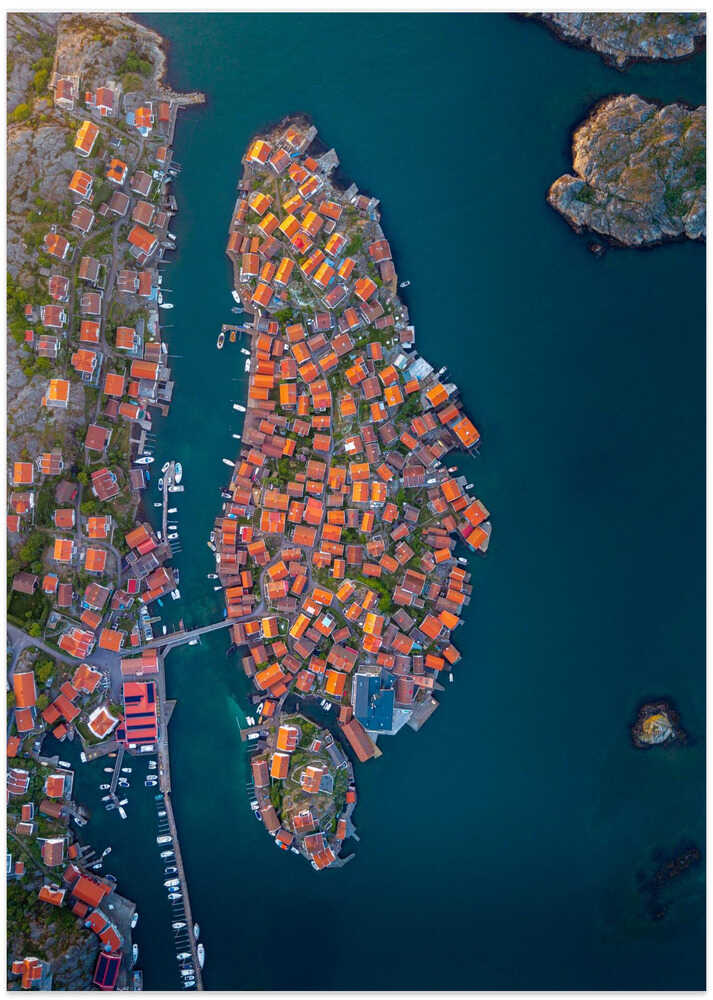 Vibrant Coastal Village - Art Print by Julien Pröpper