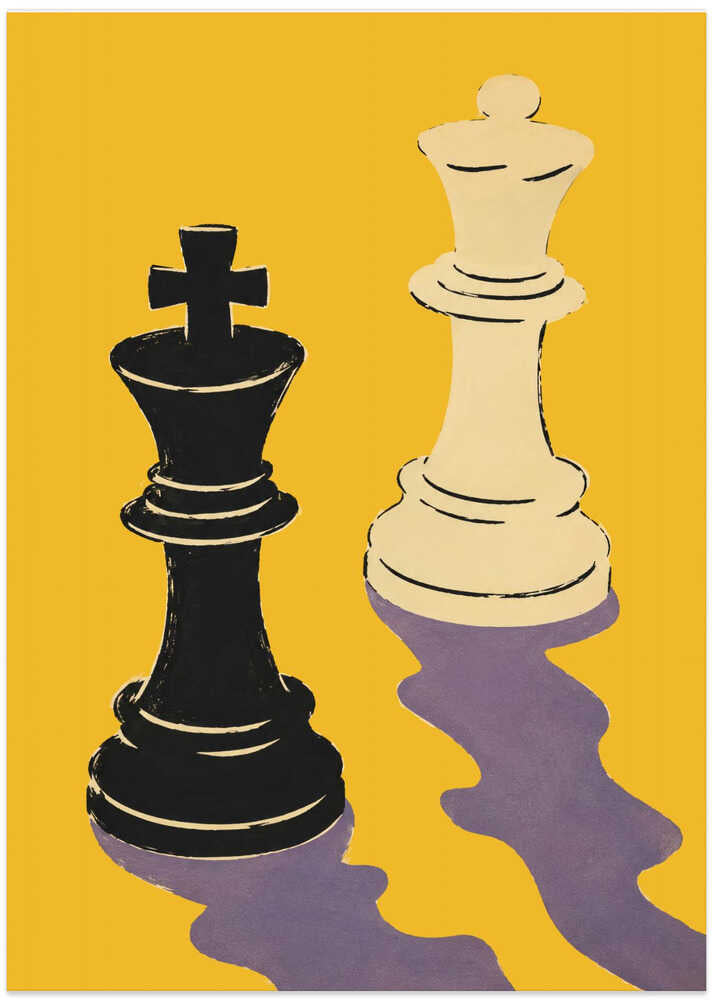 Chess King and Queen Shadows - Art Print by Patryk Krygowski