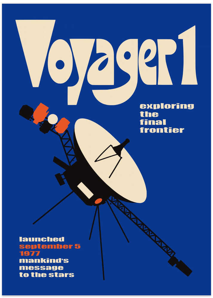 Retro Voyager Spacecraft - Art Print by Patryk Krygowski
