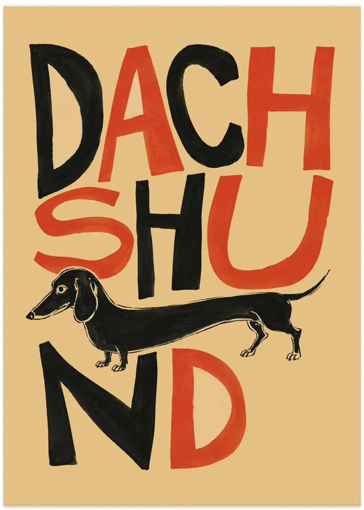 Retro Dachshund Illustration - Art Print by Patryk Krygowski