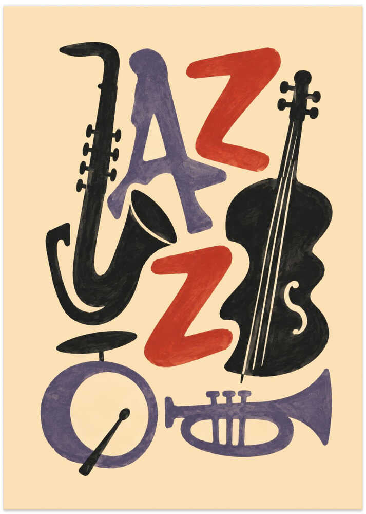 Vibrant Jazz Instruments - Art Print by Patryk Krygowski