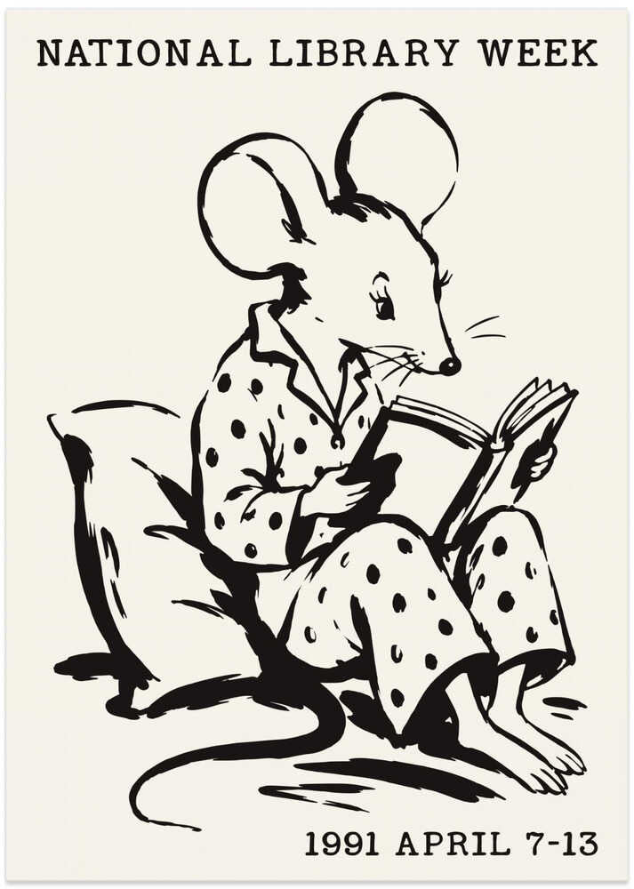 Mouse Reading In Pajamas - Art Print by Patryk Krygowski