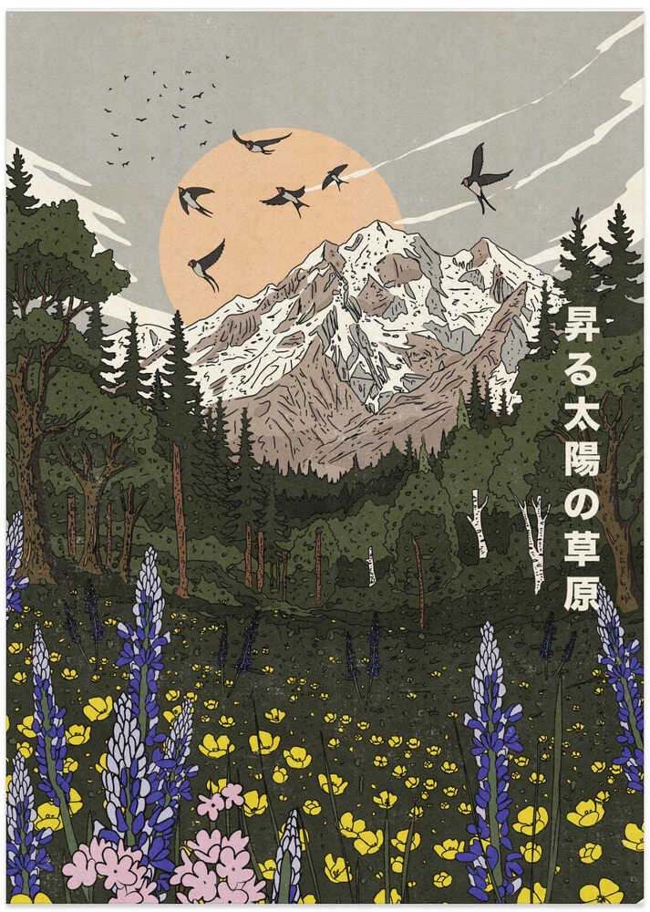 Rising Sun Mountain Meadow - Art Print by Nicholas
