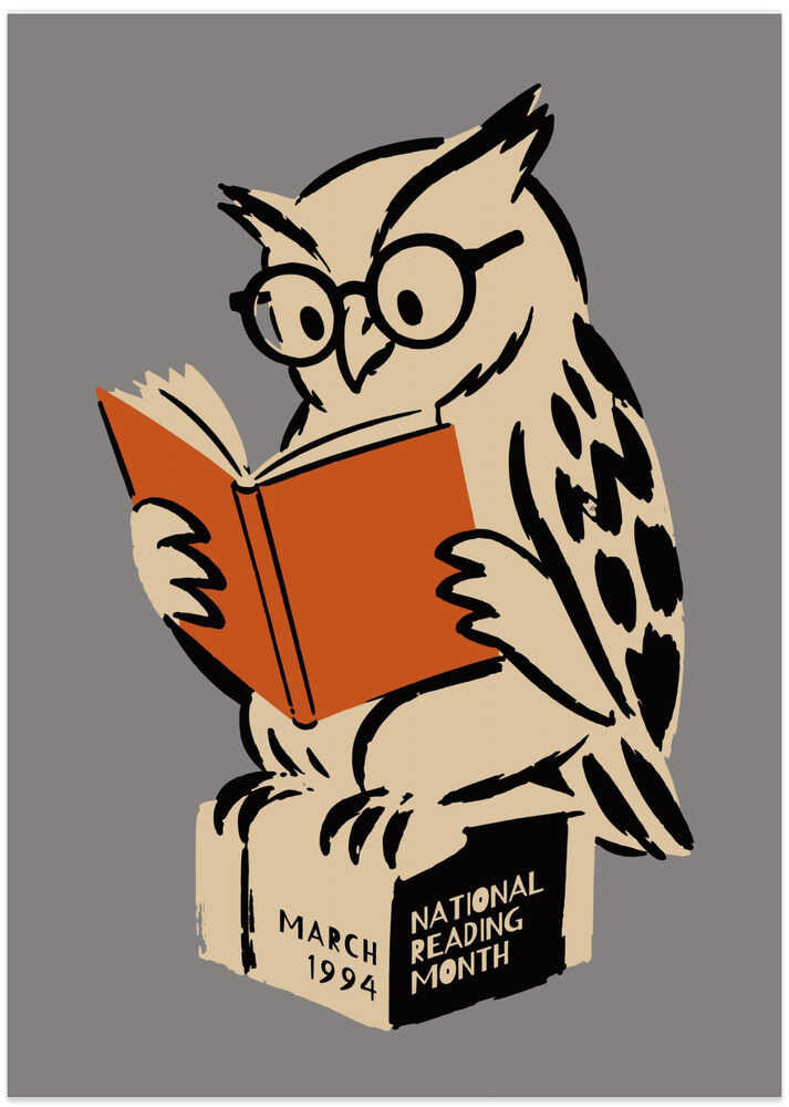 Wise Owl Reading - Art Print by Patryk Krygowski