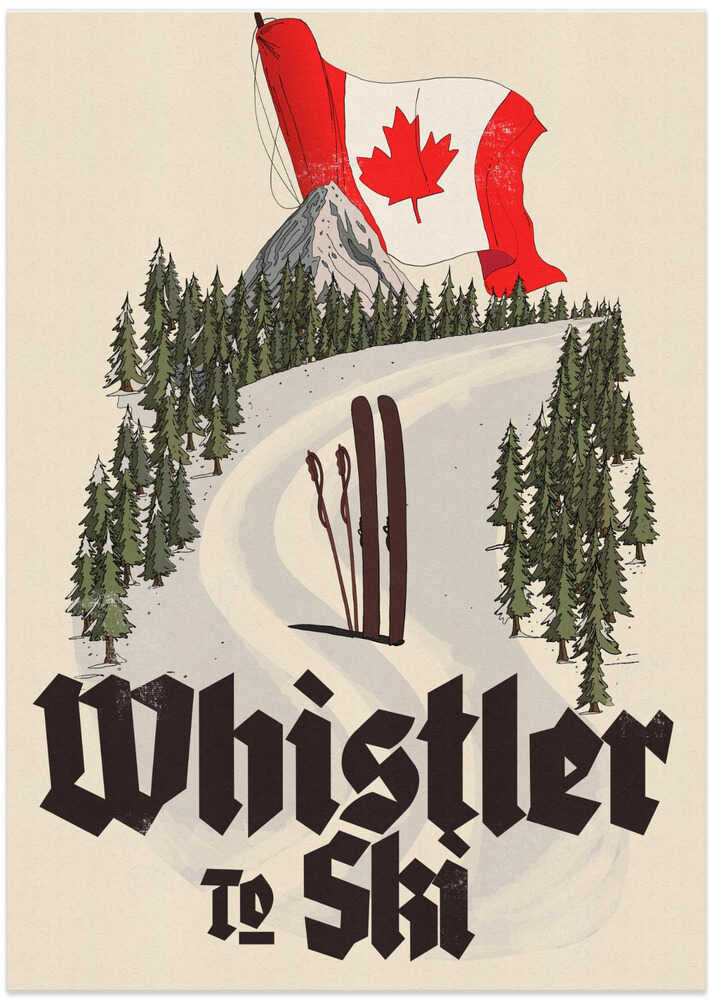 Whistler Mountain Ski Flag - Art Print by Nicholas