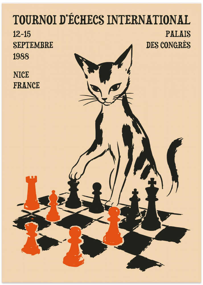 French Chess Cat Poster - Art Print by Patryk Krygowski