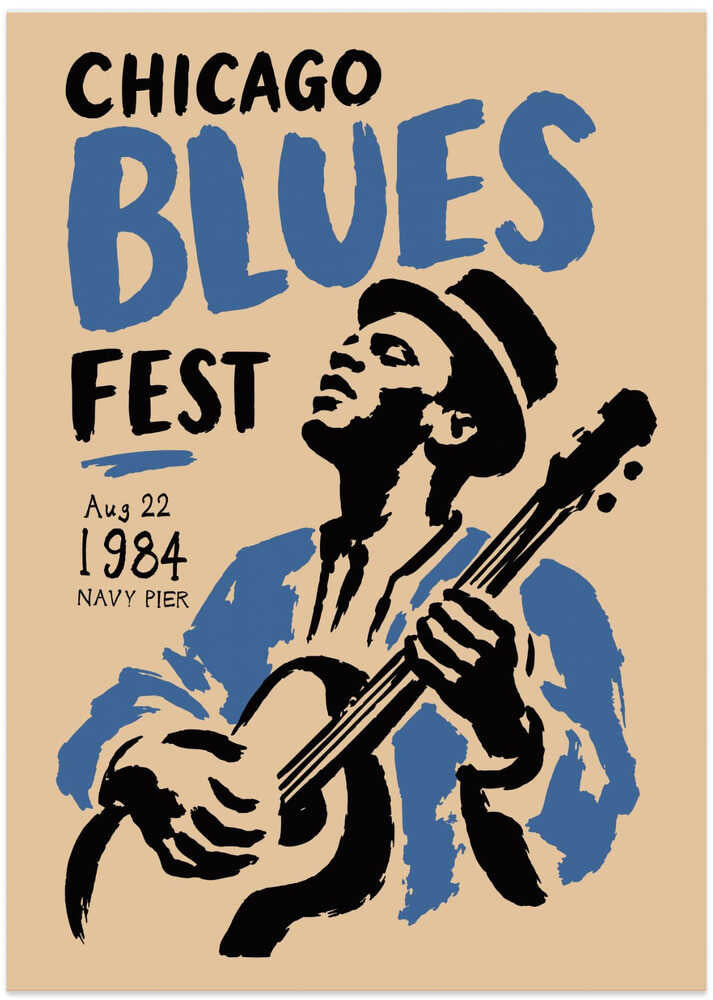 Chicago Blues Guitarist 1984 - Art Print by Patryk Krygowski