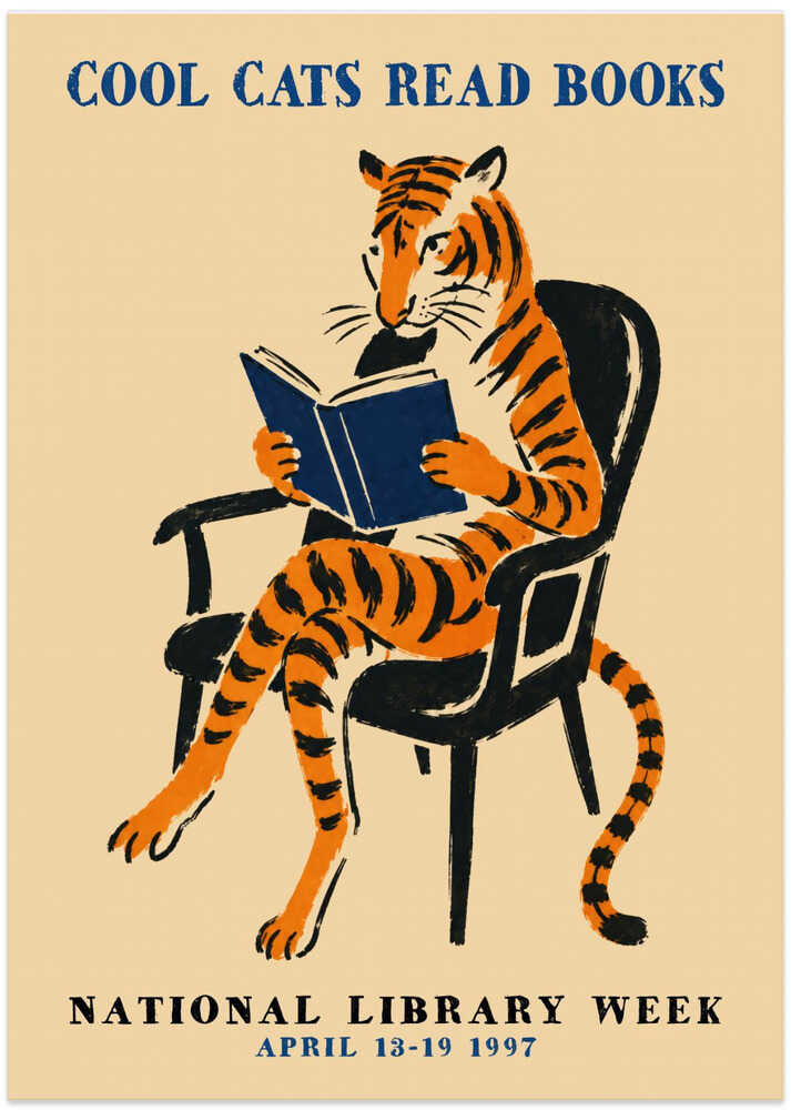 Cool Cats Read Books - Art Print by Patryk Krygowski