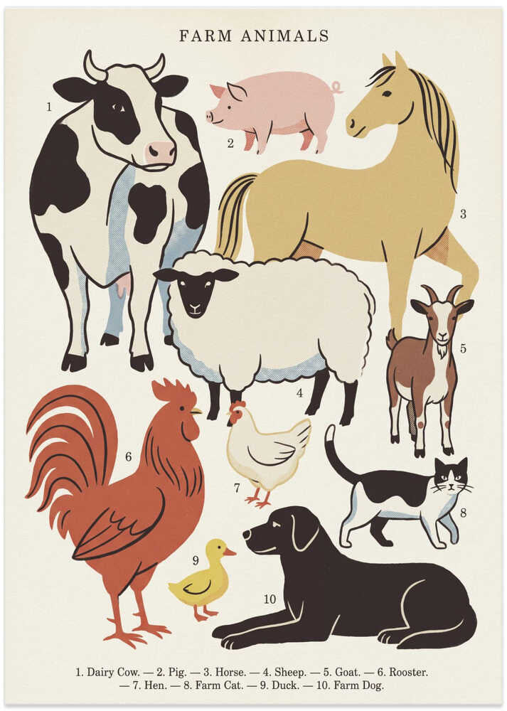 Classic Farm Animals - Art Print by Andreas Magnusson