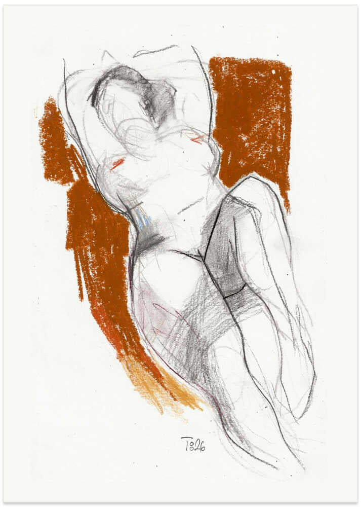 Expressive Nude Sketch - Art Print by Tore Bahnson