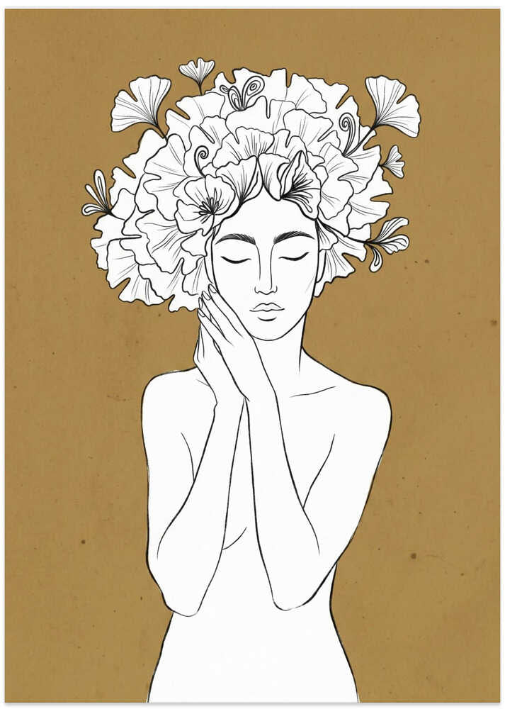 Serene Botanical Woman - Art Print by Sander van Laar