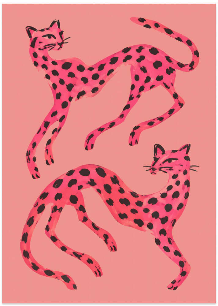 Vibrant Pink Cheetahs - Art Print by Patryk Krygowski
