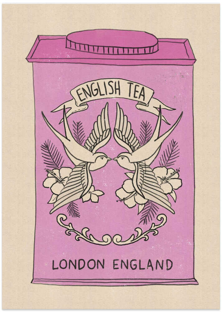 Pink English Tea Swallows - Art Print by Nicholas