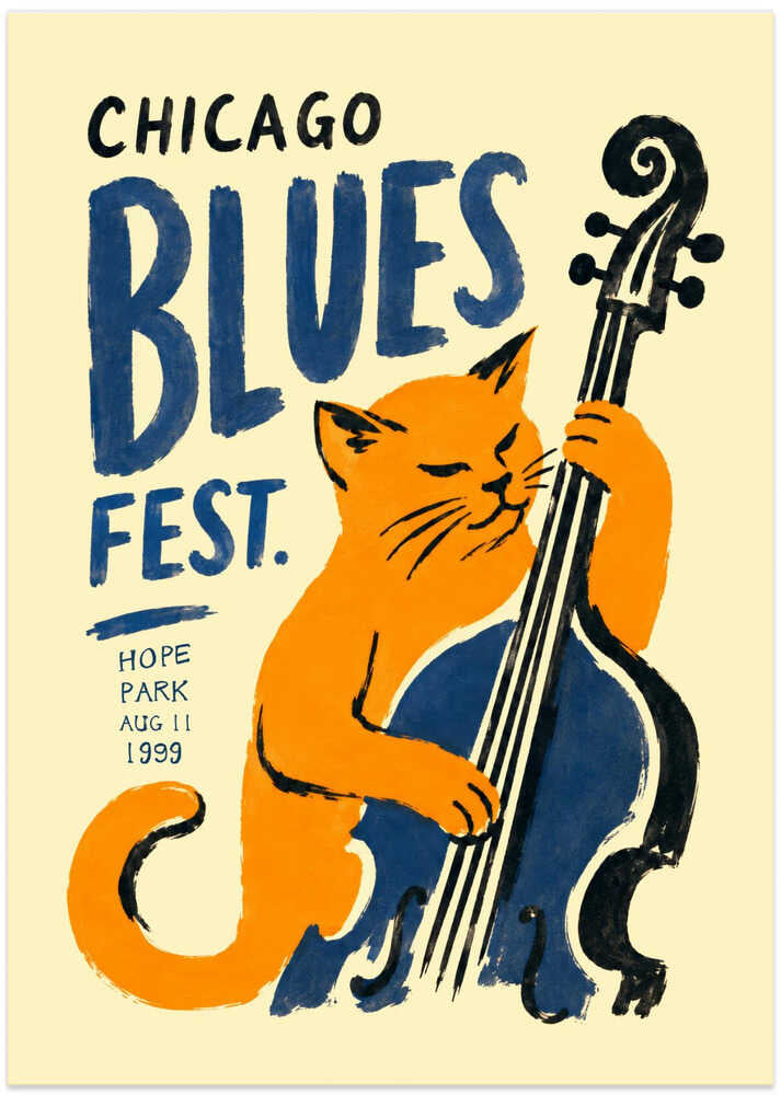 Blues Fest Cat - Art Print by Patryk Krygowski