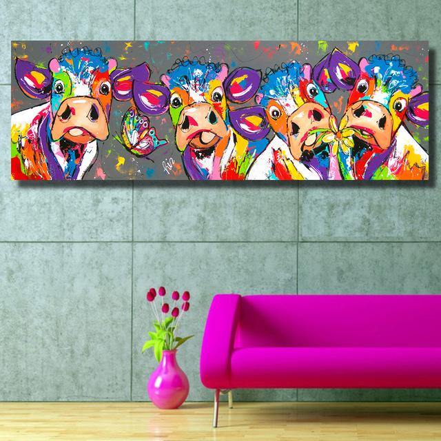 COLOURFUL COW ART: Graffiti Style Psychedelic Canvas Print - Pimlico Prints