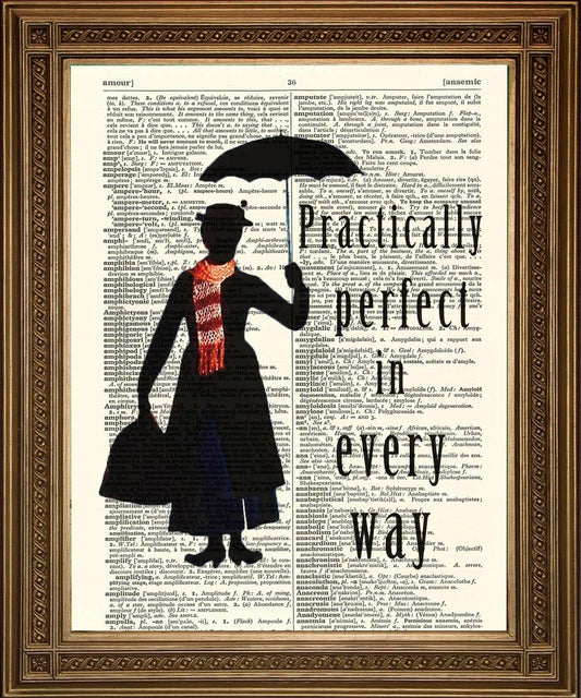 MARY POPPINS PRINT: Practically Perfect Dictionary Art - Pimlico Prints
