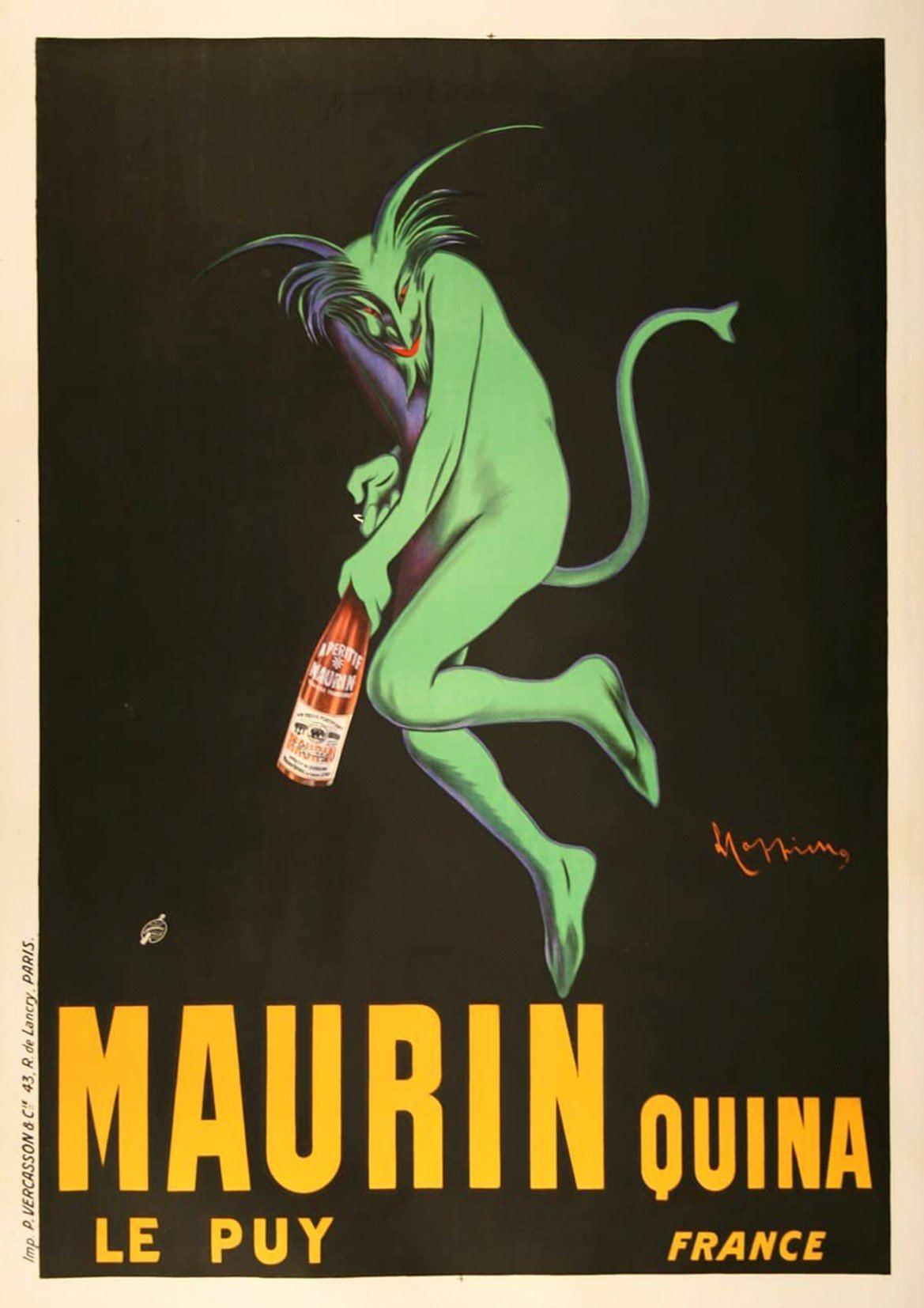 MAURIN POSTER: Vintage Green Demon Alcohol Art Print - Pimlico Prints