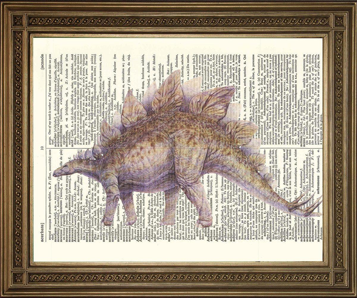 STEGASAURUS DICTIONARY PRINT: Dinosaur Art Illustration - Pimlico Prints
