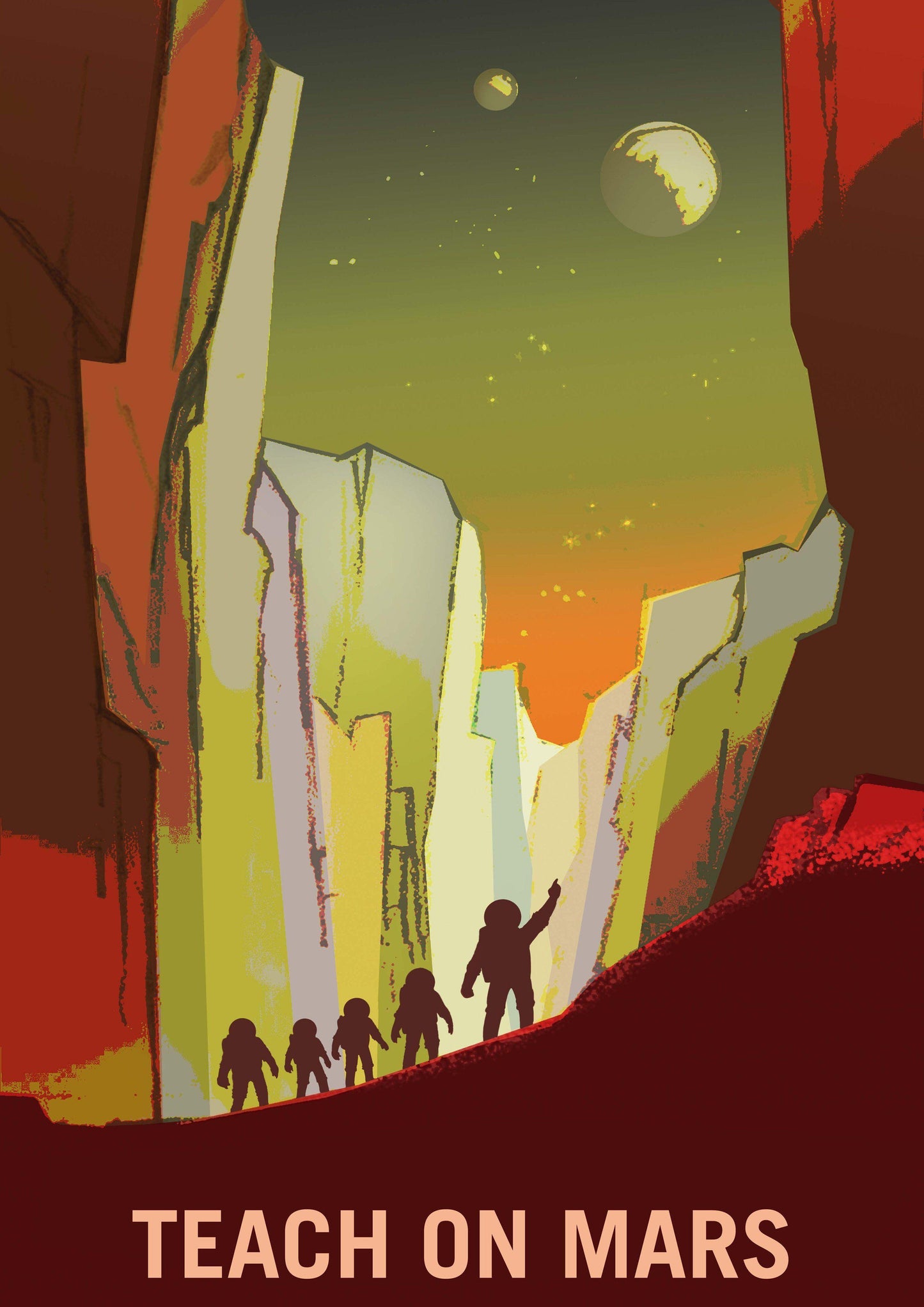 TEACH ON MARS: NASA Space Art Poster - Pimlico Prints