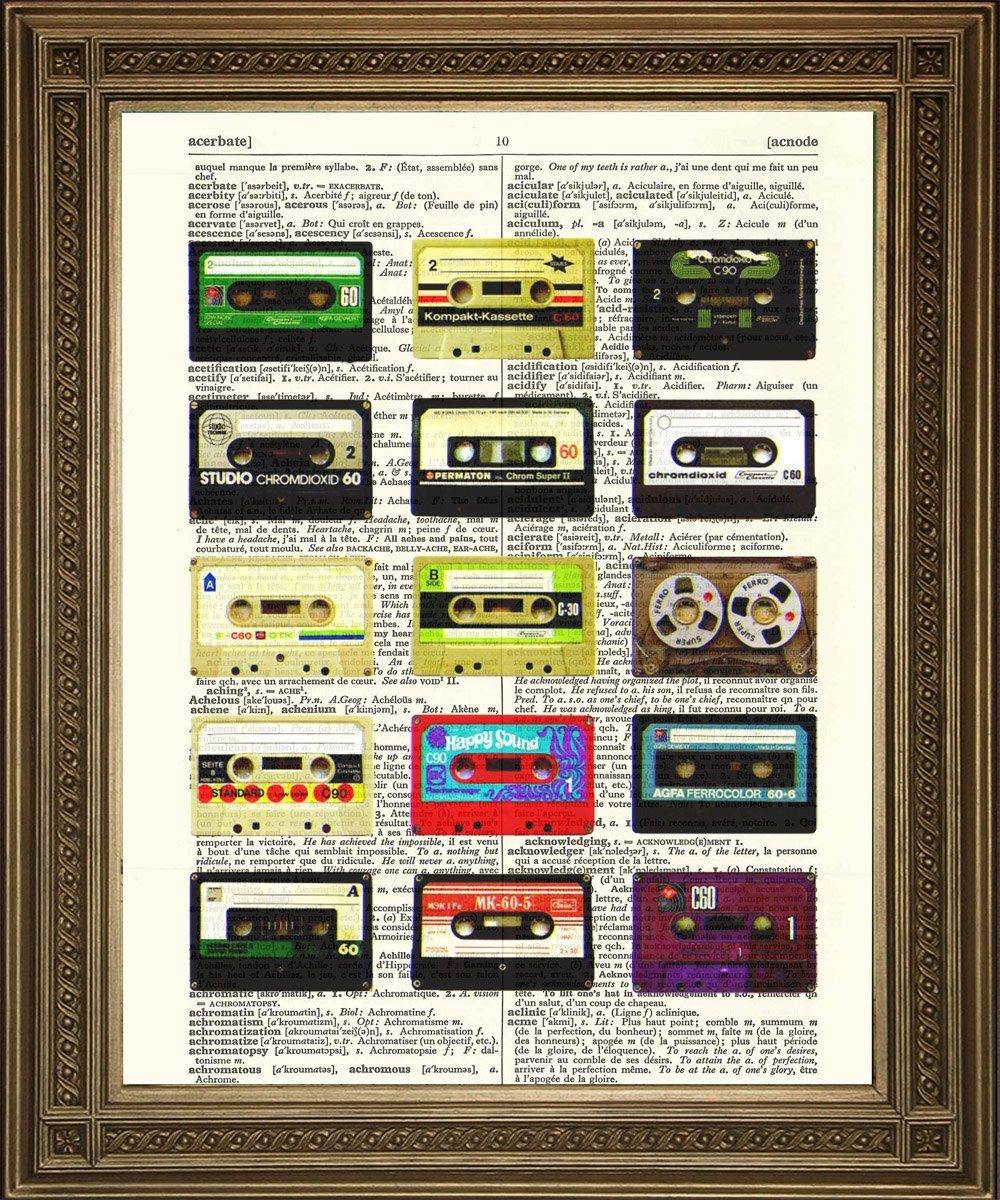 CASSETTE TAPES PRINT: Vintage Music Dictionary Page Art - Pimlico Prints