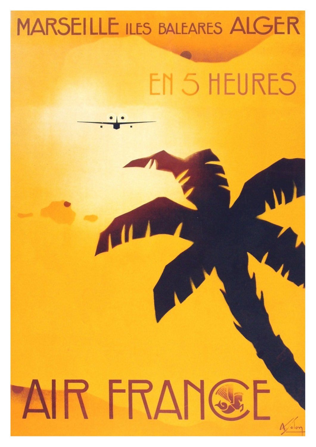 MARSEILLE HOLIDAY POSTER: Palm Tree Travel Advert - Pimlico Prints