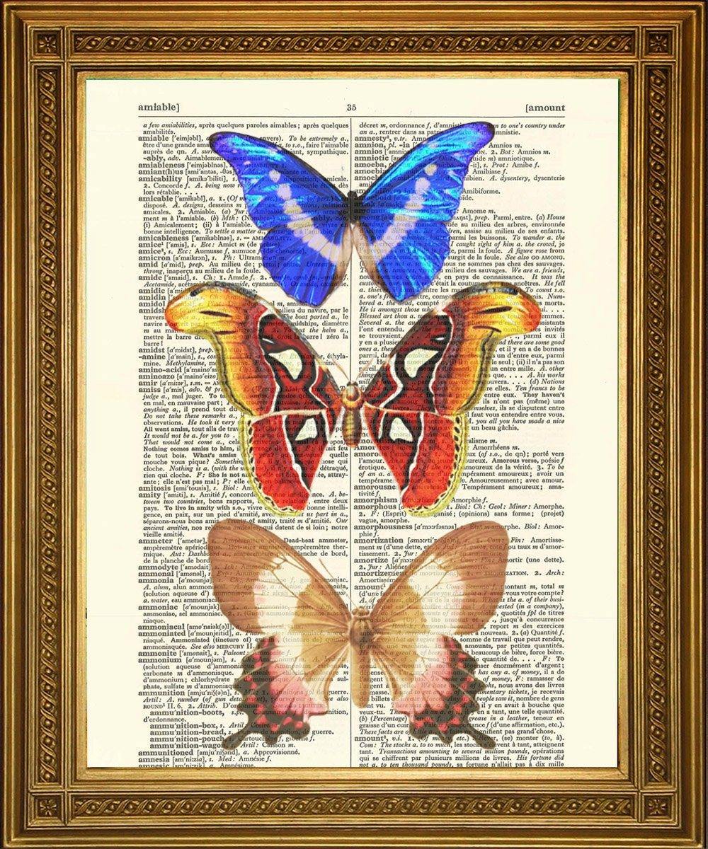 BUTTERFLIES PRINT: Original Vintage Dictionary Art - Pimlico Prints