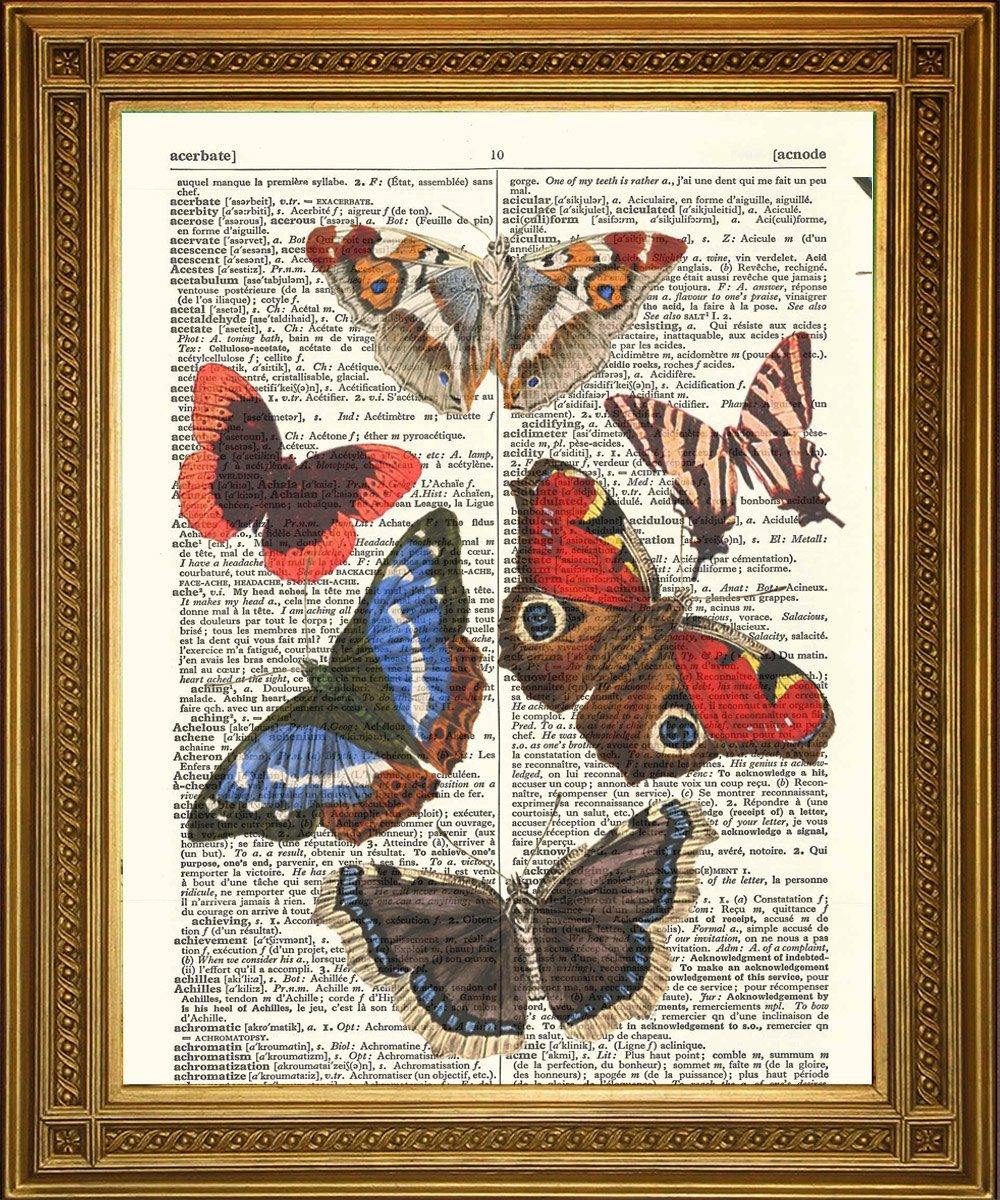 BUTTERFLIES ART PRINT: Vintage Dictionary Page Artwork - Pimlico Prints