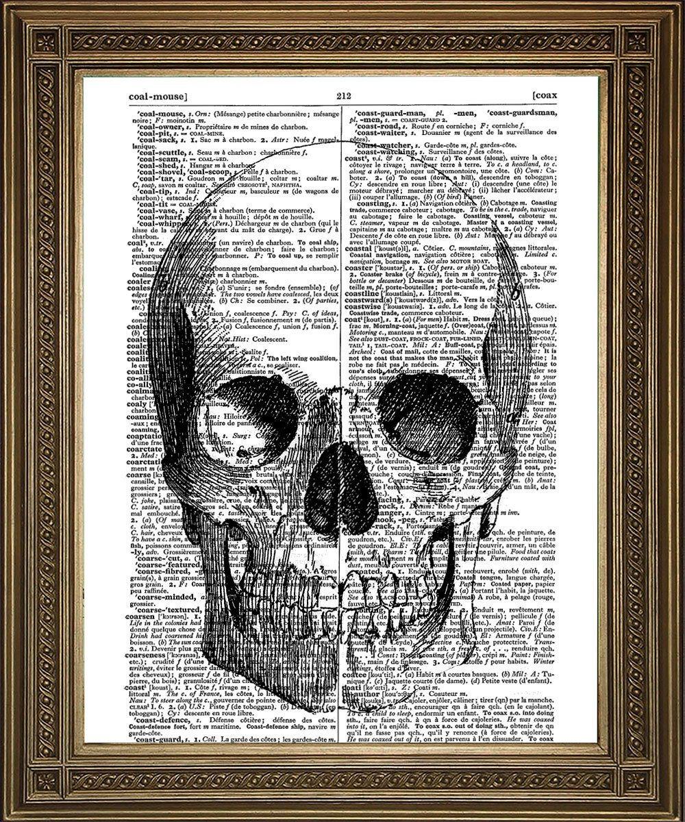SKULL PRINT: Human Head Vintage Dictionary Art - Pimlico Prints