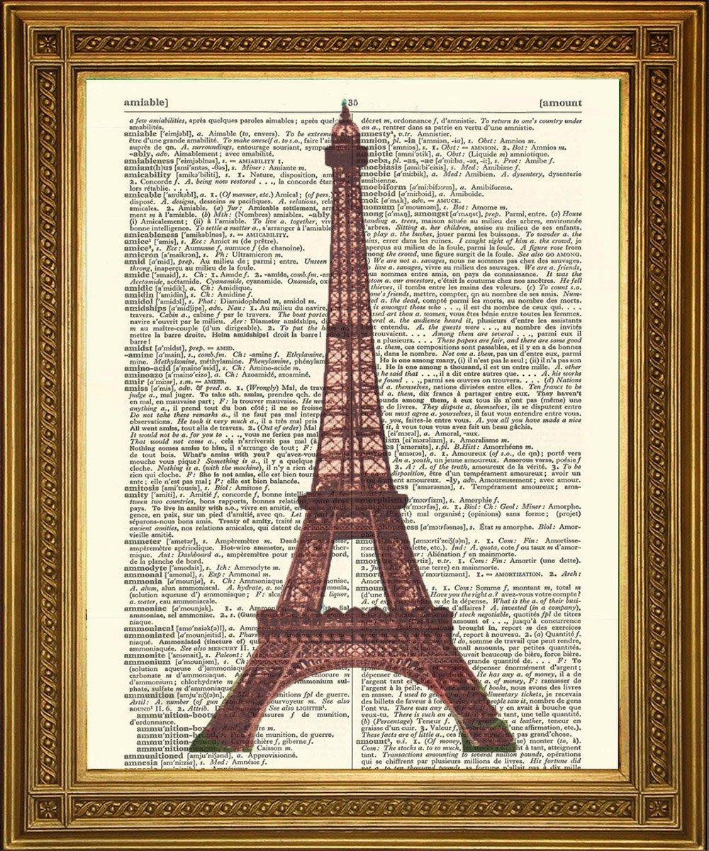 EIFFEL TOWER PARIS PRINT: French Dictionary Page Art - Pimlico Prints