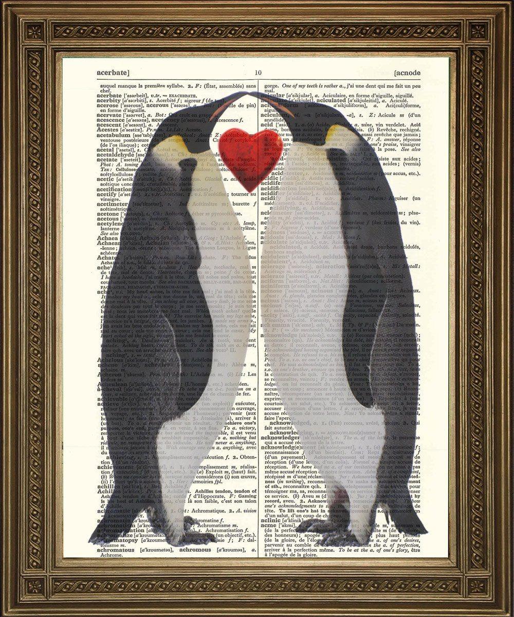 PENGUIN FRIENDS LOVE: Vintage Dictionary Print - Pimlico Prints