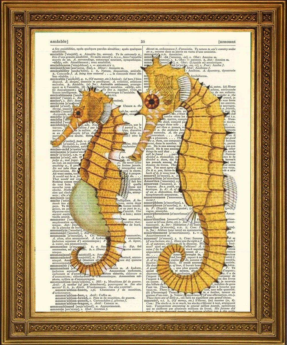 SEAHORSE PRINTS: Yellow Dictionary Art - Pimlico Prints