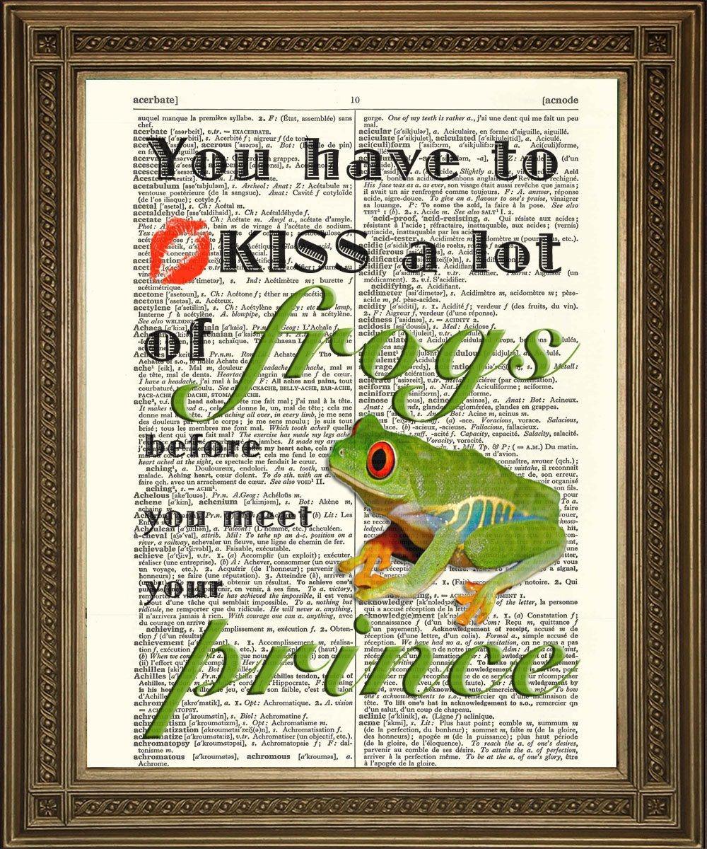 KISS FROGS PRINT: Fun Vintage Dictionary Art Print - Pimlico Prints