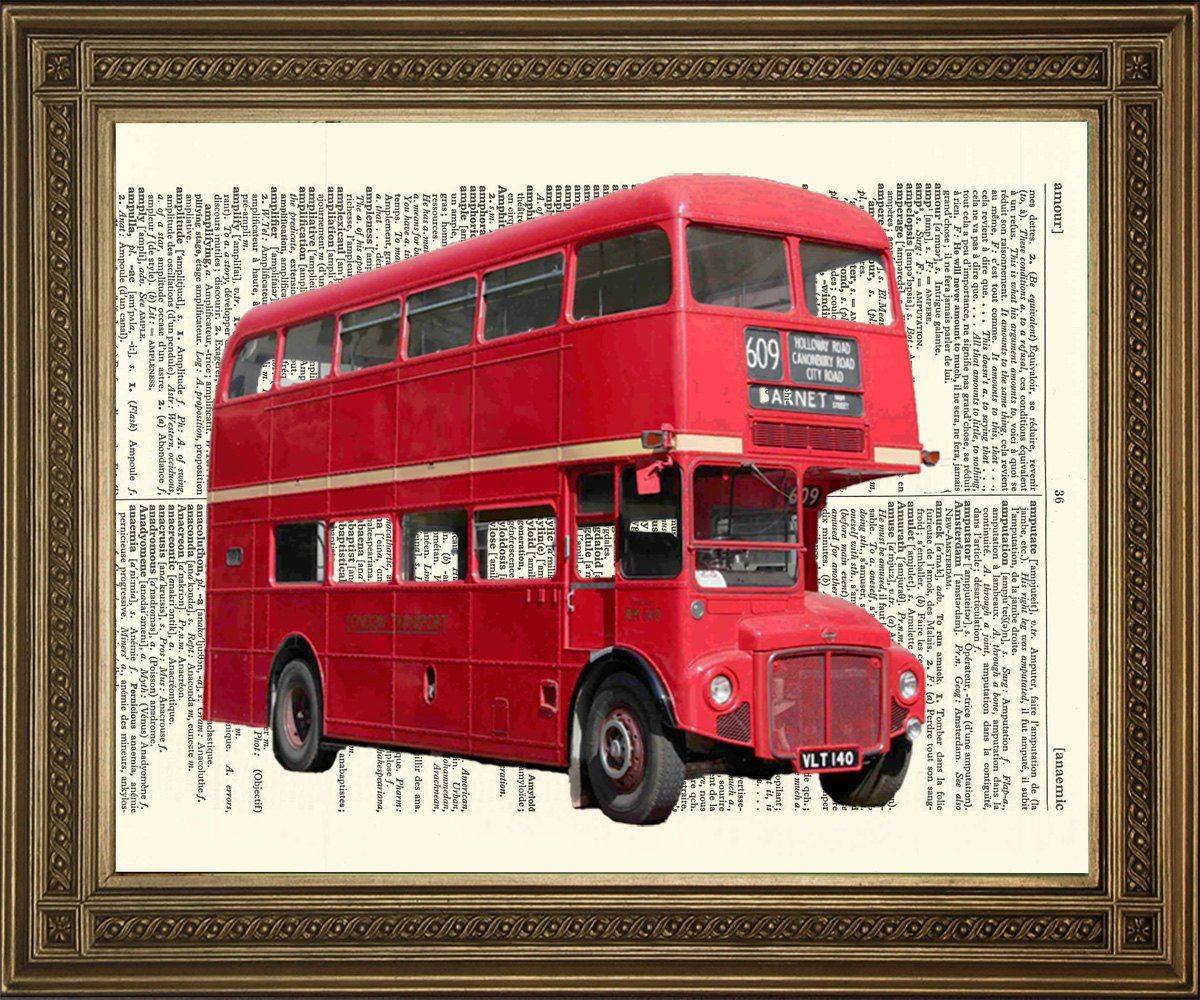 RED LONDON BUS: Traditional Routemaster Dictionary Print - Pimlico Prints