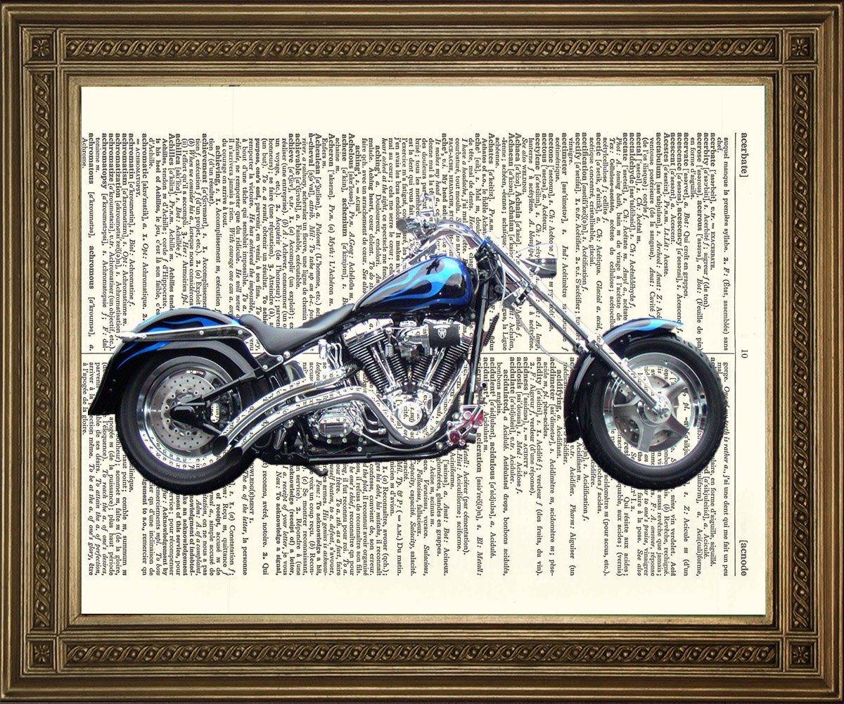 HARLEY DAVIDSON BIKE PRINT: Dictionary Page Motorbike Art - Pimlico Prints
