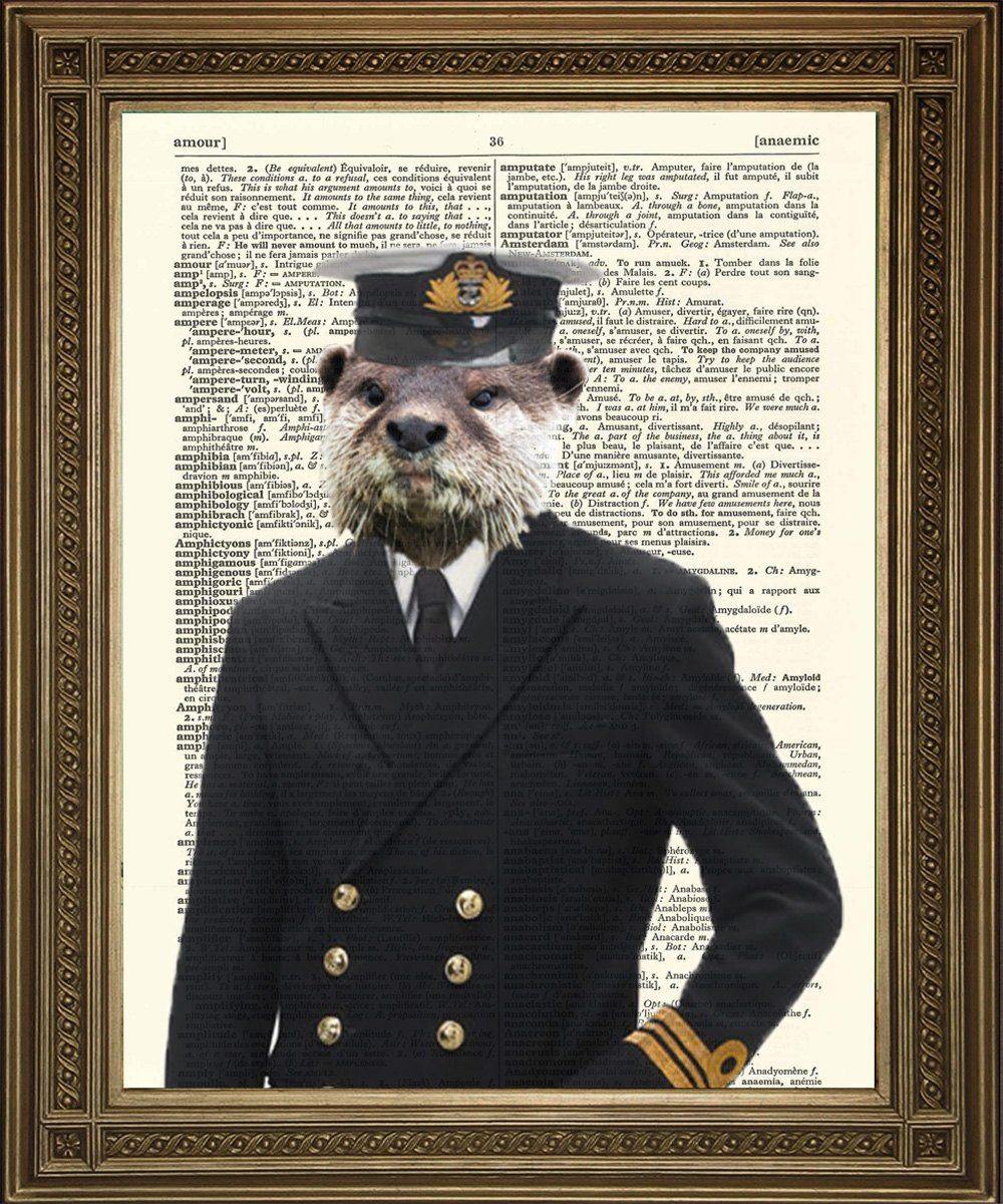 ADMIRAL OTTER: Novelty Dictionary Art Print - Pimlico Prints