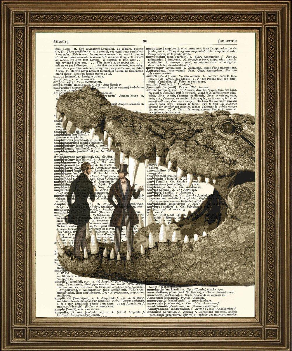 GIANT CROCODILE PRINT: With Unsuspecting Victorian Gentlemen - Pimlico Prints