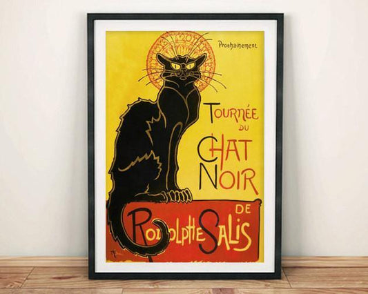 BLACK CAT POSTER: Vintage Chat Noir Art Print - Pimlico Prints